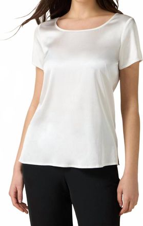 Oltre Short Sleeve Satin Blouse In White