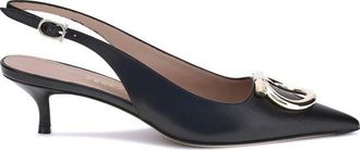 Ferragamo Black Calf Leather Bos Taurus High Heel Womens Pumps