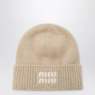 Miu Miu Berretto beige in misto mohair