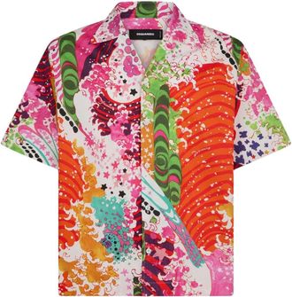 Dsquared2 graphic-print short-sleeve shirt - men - Cotton/Elastane - 46 - Multicolour