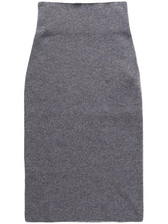 Stella McCartney ribbed-knit wool-blend skirt - women - Wool/Polyamide - 40 - Grey