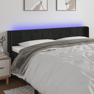 vidaXL Cabecero Con Led De Terciopelo Negro 163x16x78/88 Cm Vidaxl