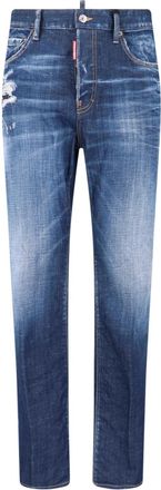 Dsquared2 Blue Medium-Rise Slim-Fit Distressed Jeans