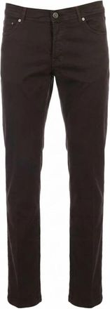 Kiton Broek met stretchkatoen en vijf zakken - Heren - Slim Fit Broeken - Bruin - W40 - Katoen - Broeken