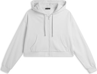 Freddy Felpa corta oversize con zip e cappuccio decorato da ricamo