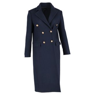 Joseph Double-Breasted Coat in Navy Blue Wool