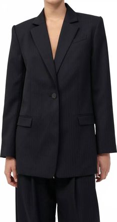 St.Agni Split Back Blazer In Black Pinstripe