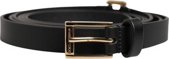 Dolce & Gabbana Belt Men Black Leather Classic Metal Mens Buckle