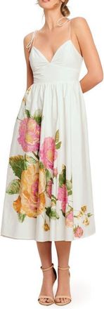 Flying Tomato Floral Cotton Midi Sundress in Ivory at Nordstrom, Size Large