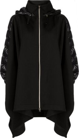 Herno hooded cotton knitted cape - women - Cotton/Polyamide - 42 - Black
