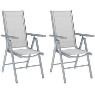 OUTSUNNY 2PCS Folding Chair w/ Breathable Mesh Back and Seat - Light Grey - Light Grey | TJ Hughes