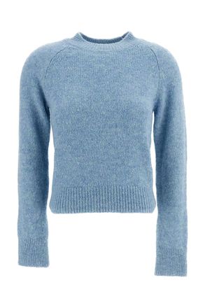 Dries Van Noten Light Blue Texas Cropped Alpaca Wool Crewneck Sweater