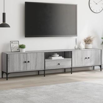 Berkfield Home TV Cabinet with Drawer Grey Sonoma 200x25x44 cm Engineered Wood | Size: 200 x 25 x 44 cm