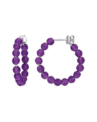 Rina Limor Silver 3.99 Ct. Tw. Amethyst Hoop Earrings