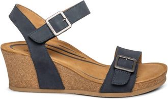 Aetrex Womens Lexa Quarter Strap Wedge Sandal In Navy
