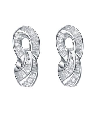 Genevive Silver Cz Statement Earrings