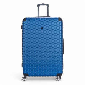 Infinity Leather Unisex Expandable Extra Large Hard Shell ABS 8 Wheel Luggage Travel Suitcase - Blue - Size X-Large
