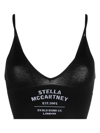 Stella McCartney Reggiseno a coste con stampa - Nero