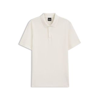 BOSS Cotton-blend polo shirt with bubble-structured jacquard