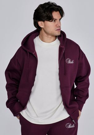 Siksilk Hombres Borgoña Essentials Full Zip Sudadera con Capucha XXL