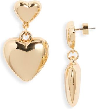 Nordstrom Puffy Heart Drop Earrings in Gold at Nordstrom