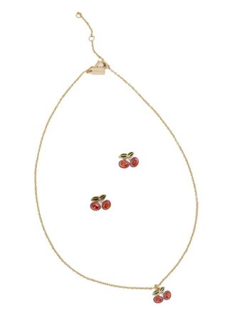 Coach cherry-pendant necklace and earrings set - Gold