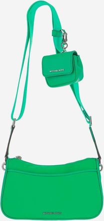 Michael Kors Womens Logo Jet Set Shoulder Bag Green Nylon Satchels & Cross Body