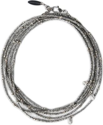 Brunello Cucinelli Bracciale con perle in argento sterling