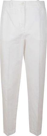 Incotex Witte Katoen Linnen Broek met Rits - Dames - Straight fit broeken - Wit - 2XS - Katoen - Broeken