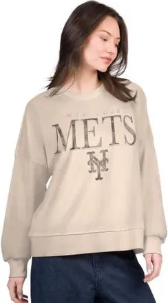 G-III 4Her by Carl Banks Womens G-III 4Her by Carl Banks Sand New York Mets Oversized Vet II Sweatshirt at Nordstrom, Size Xx-Large