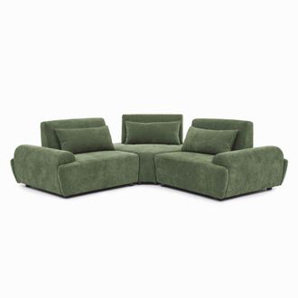 Oviala Sof&aacute; modular esquinero de 3 plazas con respaldo ajustable 231 cm verde
