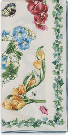 Ferragamo Womens Silk Scarf Eden Print Ivory-Light Blue Ivory/light Scarfs