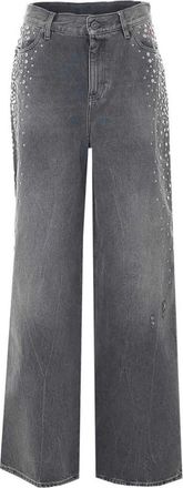 Golden Goose Wide Leg Jeans met Stud Details - Dames - Jeans - Grijs - Maat: W25 Katoen