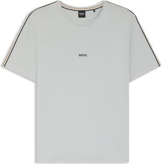 BOSS Stretch-cotton pyjama T-shirt with signature-stripe tape