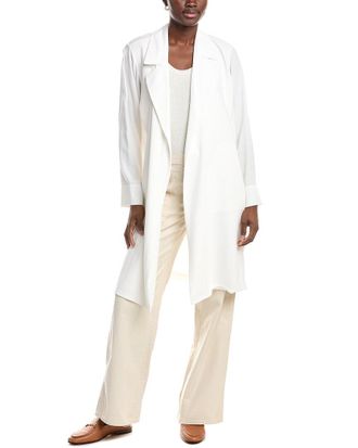 Eileen Fisher Eileen Fisher Petite Collar Silk Trench Coat