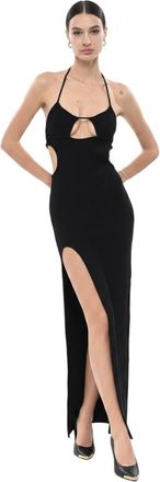 Off-white Black Halter Neck Maxi Dress