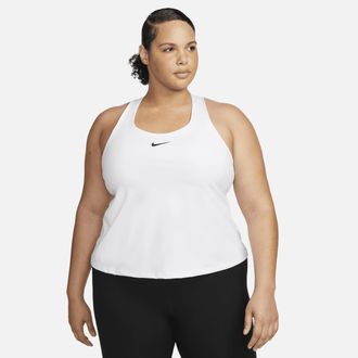 Nike Womens Swoosh Medium-Support Padded Sports Bra Tank Top (Plus Size) in White | DV9899-100