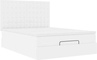 vidaXL Estructura Cama Otomana Colch&oacute;n Cuero Sint&eacute;tico Blanco Vidaxl