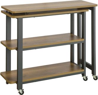 SoBuy SoBuy FWT83-PF Swivel Side Table, Rolling Couch End Table, Mobile Console Table with 2 Storage Shelves and 6 Casters, Industrial Design