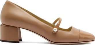 Jimmy Choo London 45 mm Mary Jane pumps met blokhak - Beige
