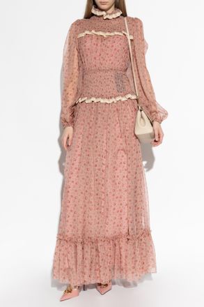 Dolce & Gabbana Silk Dress With Floral Motif, Womens, Pink