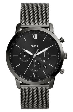 Fossil Neutra Mesh Strap Chronograph Watch, 44mm in Smoke at Nordstrom