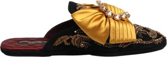 Dolce & Gabbana Multicolor Versierde Platte Sandalen - Dames - Pantoffels - Veelkleurig - 44 EU - Katoen - Schoenen