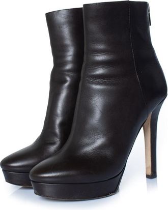 Jimmy Choo London Jimmy Choo donkerbruine leren plateaulaarzen