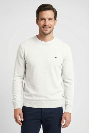 Fynch-Hatton Rundhalspullover FYNCH-HATTON, Herren, Gr. 4XL, new sanftes wei&szlig;, Strick, Obermaterial: 100% Baumwolle, unifarben, regular fit taillenbedeckt, Rundhal