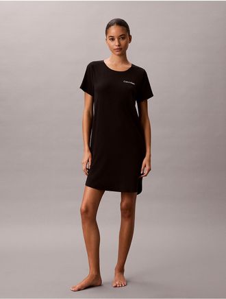Calvin Klein Womens Viscose Cotton Blend Night Shirt - Black - XL