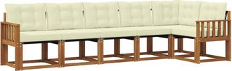 vidaXL Conjunto De Sof&aacute;s De Exterior 6 Uds. Natural Y Crema Vidaxl