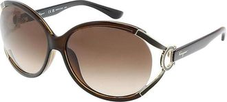 Ferragamo Oval Semi-Rim Sunglasses - Brown