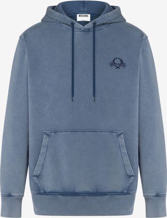 Moschino Felpa in cotone organico Laurel Crown - Blu