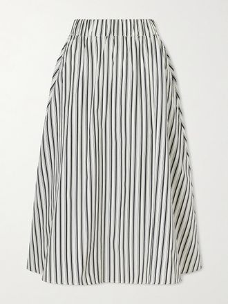 Maria McManus Gonna Midi In Popeline Di Cotone Biologico A Righe - Verde